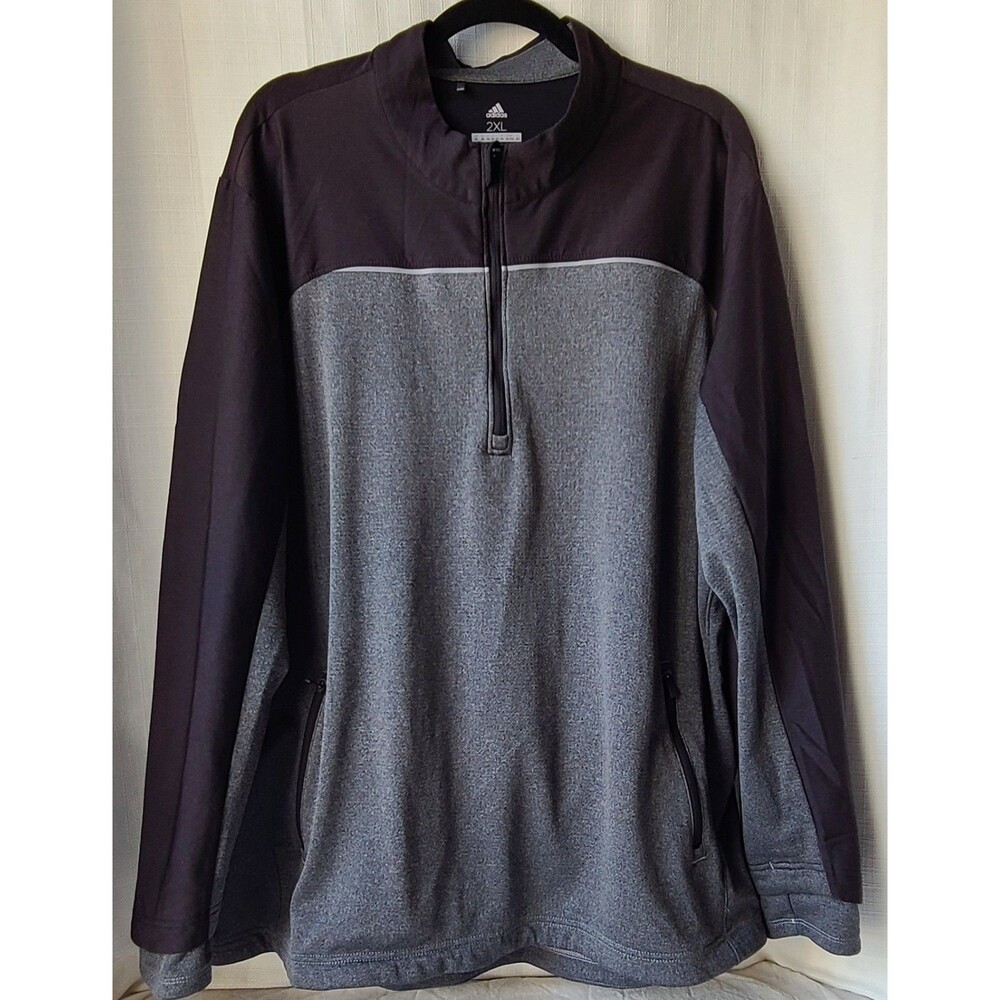 Adidas Golf 2XL Mens Quarter Zip Pullover Gray Black Performance Stretch